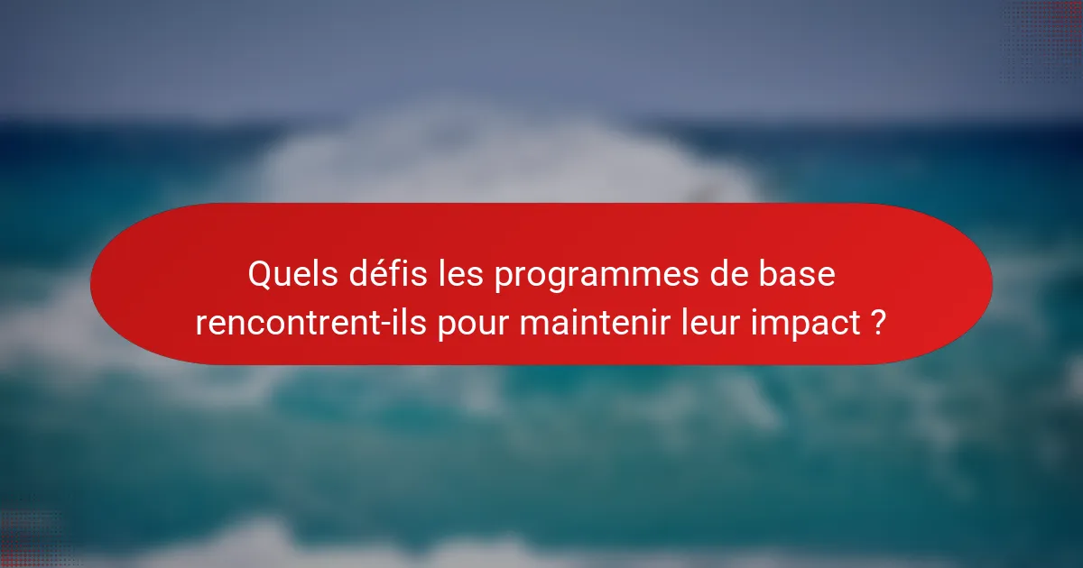 Quels défis les programmes de base rencontrent-ils pour maintenir leur impact ?